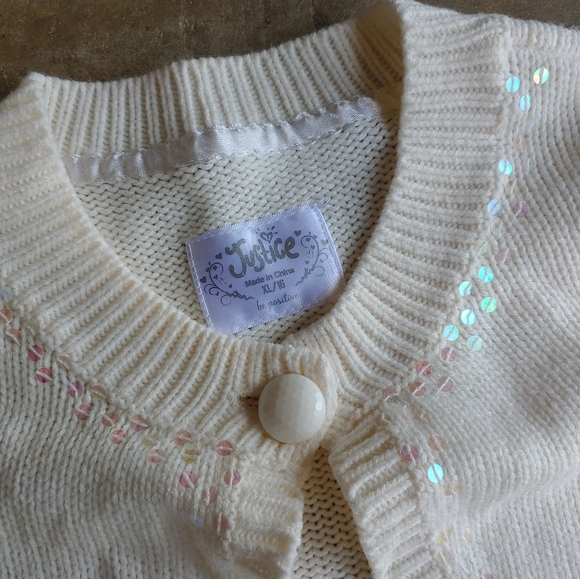 Vintage Justice Cream Sequins Cardigan - Picture 4 of 8